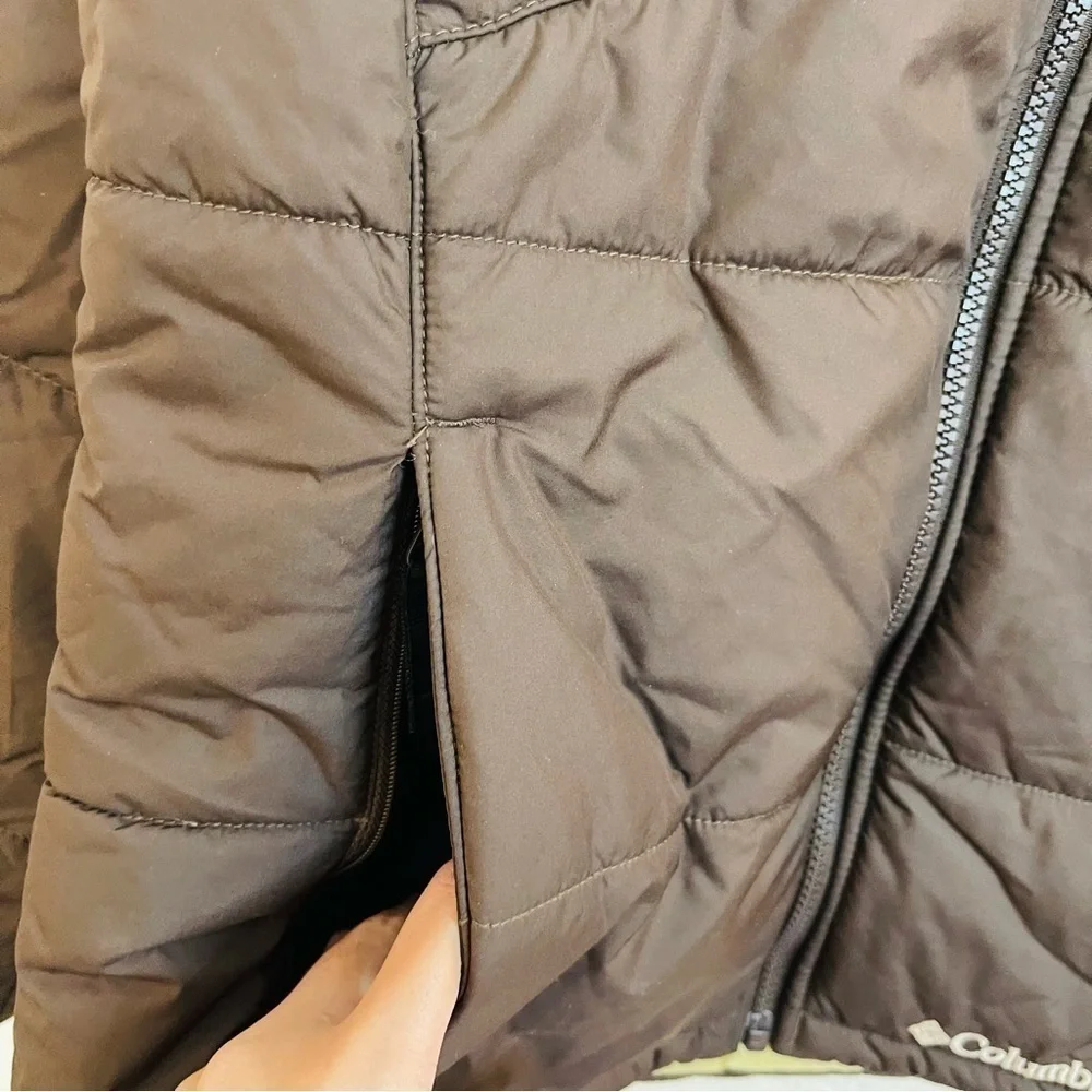 Columbia Puffer Quilted Full Zip Girls Jacket 10/12 Brown Pockets